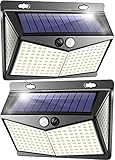 Solarlampen für Außen, 208LED Solarlampen für Aussen mit Bewegungsmelder, 270° Beleuchtungswinkel Solar Lampe Outdoor,Superhelle 3 Modi Aussenlampe Bewegungsmelder,IP65 Wasserdicht Wandlampe [2 Stück]