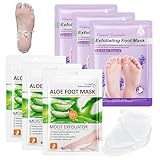 6 Paar Hornhaut Socken Fußpeeling Maske Fussmaske Hornhautentfernung Feuchtigkeitsspendende Fussmaske Socken Natürlich & Sanft Fußpflege für Trockene und Rissige Füße