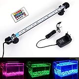 MLJ RGB Aquarium Beleuchtung, LED Aquarium Leuchte 28 cm Wasserdicht Aquarium Lampe Stecker EU Unterwasser LED-Lichtbalken für Fisch Tank mit Fernbedienung (RGB)