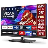 TuTu Fernseher 25 Zoll (64 cm), Full HD Smart TV mit WLAN, Triple Tuner (DVB-T/T2, DVB-C, DVB-S/S2), App Store, Mittelfuss [TUV25FQ1BC, 2024]