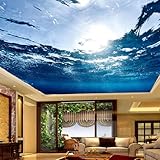 Tzxztt Schlicht Dreidimensional Blaues Meer Kunst Moderne 3D Tapete Hochwertige Strukturierte Seide Neutrale Material Ideal Für Wohnzimmer Schlafzimmer-400cm×280cm