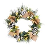 Türhänger Weihnachten leuchtende Zapfen verwelkte Kränze Fensterdekorationen Feiertagsparty Simulationsnadeln Rattan Kreis Türbehang Herbstkranz die Haustür