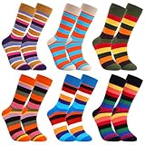 dusaniyali 6 Paar Bunt Socken Herren Baumwolle Socken in verschiedenen Mustern,38-45 Bunte Herrensocken Business Socken Lustige Bunte Beiläufig Neuheit Gekämmte Baumwolle Socken Ringelsocken