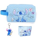 Cartoon Kosmetiktasche Mädchen Makeup Tasche, Reise-Kosmetiktasche mit Geldbörse und Schlüsselanhänger, PU-Reise-Kulturbeutel, Make-up-Zubehör, Geschenk für Mädchen