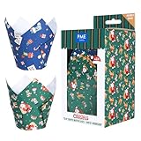 PME Weihnachtliche Tulpen-Muffinförmchen - Santas Werkstatt (24 Stück)