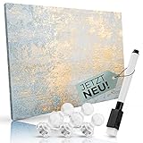 Wiaret Magnettafel Memoboard Magnetpinnwand für jede Art von Magneten zum Beschriften - 60x40 cm Notiztafel div. Designs, Tafel abwaschbar mit 5 Magneten & Stift