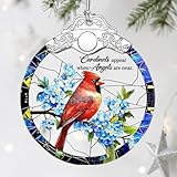 Kardinale Weihnachtsdekorationen: Buntglas-Ornament, Christbaumschmuck, hängende Ornamente für die Heimdekoration - in Erinnerung an einen geliebten Menschen, Kardinalgeschenk, Geschenk