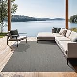 the carpet Mistra - robuster Teppich, modern, langlebig und pflegeleicht, In- und Outdoor, Wohnzimmer, ideal für Küche, Flur und Wintergarten, flachgewebt, Grau, 140 x 200 cm