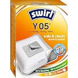 Swirl Y 05 EcoPor Staubsaugerbeutel (4 Beutel), reißfeste Staubbeutel für einige Grundig, Privileg & Nilfisk Staubsauger, 99,9 % Filterung von Hausstaub & allergenem Feinstaub
