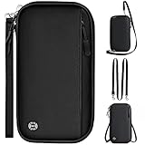 EPROICKS Reisepass Tasche Reiseorganizer Dokumente Familie - RFID Blocker Reiseunterlagen Organizer Ausweistasche Reisepasshülle 4 Pässe für Flugtickets, Bordkarten, Impfausweis (Schwarz)