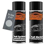 TRISTARcolor Autolack Spraydosen Set für Opel Z147 Starsilber II Metallic/Star Silver II Metallic Basislack Klarlack Sprühdose 400ml