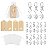 Schutzengel Anhänger, 30 Stück Gastgeschenke Hochzeit, Gastgeschenke Schutzengel mit Organza Beutel Kraftpapier Anhänger für Hochzeit Taufe Weihnachten, Geburtstag, Kommunion Konfirmation Geschenk