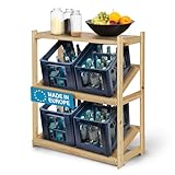 RELLINGER® Getränkekistenregal für 4 Kisten [GEEIGNET FÜR ALLE KISTENSORTEN] - inkl. zusätzlicher Ablage - Getränkeregal aus zertifizierten Holz - Standfestes & Sicheres Kistenregal (Mit Ablage)
