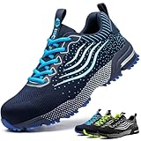 ISOOUS Sicherheitsschuhe Herren Damen Arbeitsschuhe Leicht Atmungsaktiv rutschfest Stahlkappe Schutzschuhe Blau 43