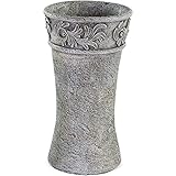 matches21 Grabvase Ornamente Verzierung als Grabdekoration - wetterfeste Friedhofsvase aus Kunststein in grau für EIN Urnengrab - Vase als Grabstein Dekoration Ø 12 x 22 cm