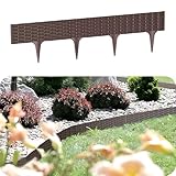 GARDENIX 11.7m Rattanoptik Rasenkante Kunststoff 5 Module - Beetumrandung Garten, Beeteinfassung Braun, Beetbegrenzung, Flexible Blumenbeet Umrandung, Beetzaun, Gartenpalisade Rattan, Beetkanten
