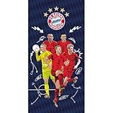 FC Bayern München Badetuch Player – 75 x 150 cm - Strandtuch mit Fußball-Spieler - Manuel Neuer - Harry Kane - Thomas Müller - Mathys Tel - Jamal Musiala - FCB - Mia san Mia FCB Bavaria