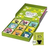 Cupper Bio Tee Geschenkset, Tee Set, Geschenkidee, Bunte Teebox mit 9 verschiedenen Sorten, Kollektion ausgewählter Kräuter- und Früchtetees (1 Box, 45 Teebeutel)