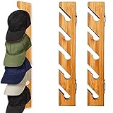 HANQ Wooden Hat Rack,2 Stück Wall Baseball Caps Display Organizer Holz-Hutablage für Wand Wandhalterung Baseballkappen Organizer, Vertikale Hutregale für Schranktür, Schlafzimmer, Wäsche