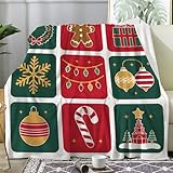 Weihnachtsdecke - Kuscheldecke Flauschig Patchwork, Decke Fleecedecke Süßigkeiten-Geschenk, Weiche Warme Decke Wohndecke als Sofadecke Wolldecke Couchdecke Tagesdecke, XL 150x200 cm Y-765