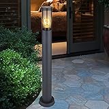 Standleuchte Außenbeleuchtung Sockelleuchte rauch anthrazit Außen Garten Stehlampe, Edelstahl Kunststoff, 1x E27, DxH 7,6x80 cm