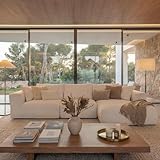 Mendler Sofa-Garnitur HWC-P20, 3-Sitzer Couch Loungesofa, Stoff/Textil Cord (370 g/m²) Liegefläche rechts - weiß