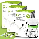 adia Blutzuckerteststreifen, 150 Stück, die einfache Blutzuckermessung zur Blutzucker-Kontrolle bei Diabetes