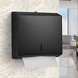 REBMANN Profi - Papiertuchspender SELBSTKLEBEND neu 3m Powerkleber, Handtuchspender Falttuchspender 250-400 Blatt Edelstahl schwarz