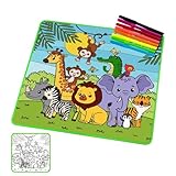 Water Doodle Mat, Reusable Magic Drawing Pad, Educational Coloring Mat, (19.69x19.69 in), Cartoon Writing Board for & Kids
