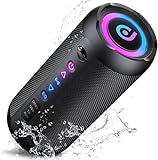 Bluetooth Lautsprecher mit Licht, 30W Musikbox Tragbarer Bluetooth Box mit IPX7 wasserdicht, Dualen Bass-Treibern, 30 Sth Akku, RGB Lichter, TWS Kopplung，AUX, TF Karte, Geeignet Outdoor/Party/Reisen