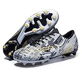 BIAJIAZHUA Jugend-Fußballschuhe,Draussen rutschfest Fg/Ag Kinder Fußballschuhe,Gemütlich Atmungsaktiv Hallenfußballschuhe Herren,für Leichtathletik/Training (Color : Black, Size : 41 EU)