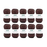 Gründl Wolle Cotton Quick uni - dünne Wolle zum Häkeln - Strickgarn - Häkelgarn - Glänzend und hautfreundlich - 100 % Baumwolle - 10 Knäuel 50 g / 125 m - Nadelstärke 3- 4 - Schokolade