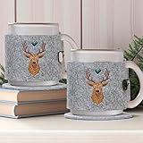 CULT at home Geschenkset - 2 große Weihnachtstassen Set Tassen Jumbo Kaffeebecher Teetasse 330 ml Weihnachtstasse Glühwein Becher, Glühweinbtasse inkl 2 runde Filzuntersetzer