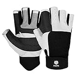 FitsT4 Segelhandschuhe 3/4 Finger und Griff für Rudern, Yacht, Segelsport, Paddeln, Kajak, Angeln, Wassersport für Junge Erwachsene, Herren Damen, Schwarz, M