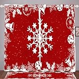ZLXMN Weihnachtsdekoration VerdunkelungsvorhäNge,VerdunkelungsvorhäNge Mit Glocken- Und Schneeflockenmuster,Energiesparende, Blickdichte ThermovorhäNge Mit öSen 2er Set H 213 x B 234cm