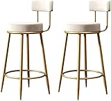 Moderne Barhocker, Thekenhocker, rundes Barstuhl-Rückenlehnen-Set, goldfarbener Samt, runder Thekenhocker mit niedriger Rückenlehne und Eisenbeinen, Esszimmerstühle für Barhocker im Innenbereich, mit