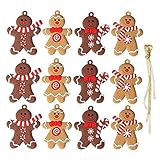 Elionless Weihnachtsbaumschmuck, 12 Stück, traditioneller Ingwer Mann, Weihnachtsbaumschmuck zum Aufhängen, Charms (Lebmann B)