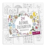 younikat Weihnachten Postkarten zum Ausmalen 24 Stk. I DIN A6 I Kinder Erwachsene I zum Selbstgestalten I Advent Kreativ I dv1531