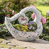 Dekoleidenschaft Pflanzschale Blütenherz aus Polyresin, Pflanzgefäß, Pflanztopf, Blumentopf, Gartendeko für Draußen