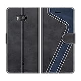 MOBESV Handyhülle für HTC U11 Hülle Leder, HTC U11 Klapphülle Handytasche Case für HTC U11 Handy Hüllen, Schwarz