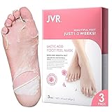 JVR Fußmaske, 3 Paar Milchsäure Fußpeeling Maske, Feuchtigkeitsspendende Fussmaske, Hornhaut Socken, Natürlich & Sanft Fußpflege, zur Entfernung von Hornhaut, Repariert Raue Fersen
