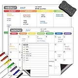 mewmewcat Magnettafel Magnetischer Ten abwischbarer Kalender Whiteboard Kühlschrankmagnet Flexibler täglicher Nachrichtenaufkleber enthalten monatlich wöchentlich täglicher Kalender White