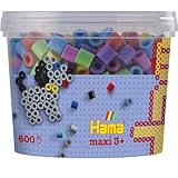 Hama Perlen 8571 Bügelperlen Dose mit ca. 600 bunten Maxi Bastelperlen mit Durchmesser 10 mm im Pastellmix, kreativer Bastelspaß für Groß und Klein