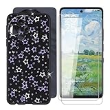 BUNALFaa Hülle für TCL P10 (6.78') Schutzhülle Black Bumper Cover Sanft Silikon TPU Schale Case Handyhülle + [2 Sätze] Gehärtetes Glass Displayschutzfolie - Voller Sterne