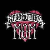 Strong Like Mom Brustkrebs Herz Band Tattoo Stil Biker Bling Bügelbild Kristall Strass und Rosa Strass Transfers für T-Shirts von JCS Rhinestones