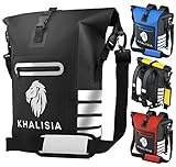 KHALISIA Fahrradtasche 3 in 1 – Rucksack wasserdicht - mit Laptopfach – hochwertige Umhängetasche & Gepäckträgertasche fürs Fahrrad (schwarz)