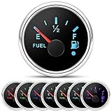52mm Kraftstoffstandsanzeige mit Alarmfunktion - Universal 0-190 Ohm für Auto, Boot, LKW - 7-Farben LED-Hintergrundbeleuchtung IP67 Wasserdicht