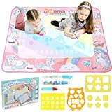 Wasser Doodle Matte, Aqua Magic Doodle Malmatte 80 x 100CM, Malmatte mit Wasserstift Werkzeuge Stempe Zubehör,Wiederverwendbare Drawing Painting Matte für ab 2 3 4 5 Jahr Mädchen Junge Geschenk