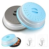 Tomoyuki Mikrowellen Abdeckung, 2 STK Mikrowelle Abdeckhaube, Faltbare Mikrowellenabdeckhaube, Mikrowellenabdeckung, Mikrowellendeckel, Microwave Cover mit Haken/Dampflöchern, auch als Obstfilterkorb