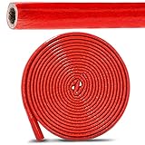 PE-Rohrisolierung Isolierschlauch 10 m Rolle x Ø 18 mm / 6 mm Isolierstärke Rot | Schutzschlauch Heizungsrohr Isolierung mit Schutzhaut | Rohr Dämmung Schlauch Rohrdämmung Warmwasserleitung Heizung